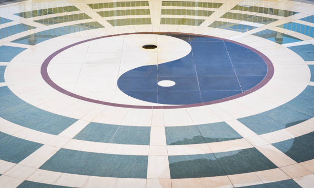 yin yang symbol on floor with tile