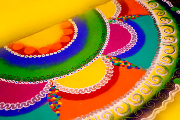 Bright and colorful Indian traditional Rangoli decoration