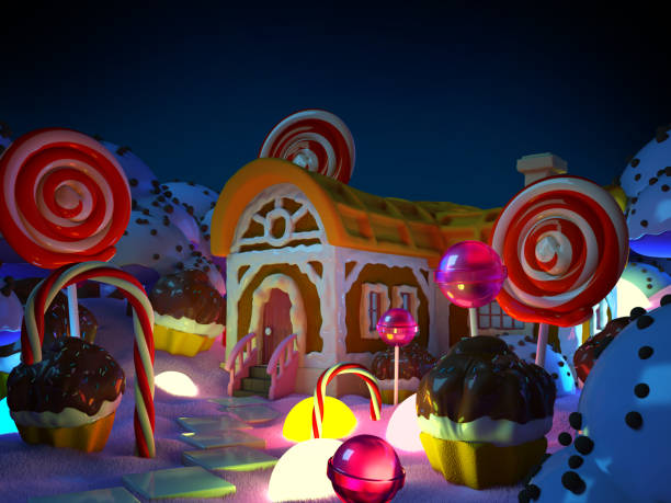 istock candy land with fantasy house at night 1278722449