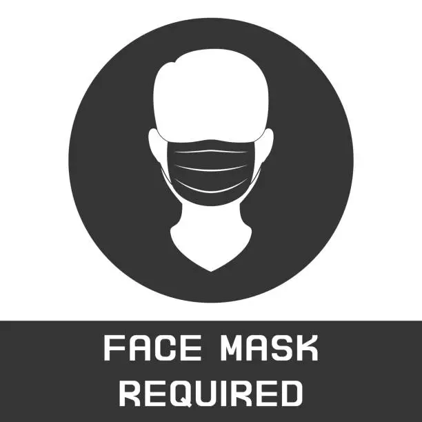 Vector illustration of FACE MASK REQUIRED sign. Vector illustration
