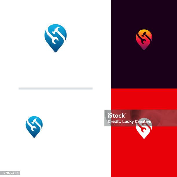 Service Pont Icon Service Point Logo Designs Template Fixing Logo Concept Stock ...
