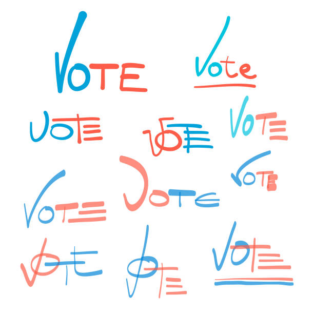 ilustraciones, imágenes clip art, dibujos animados e iconos de stock de votar símbolos escritos a mano - voting doodle republican party democratic party