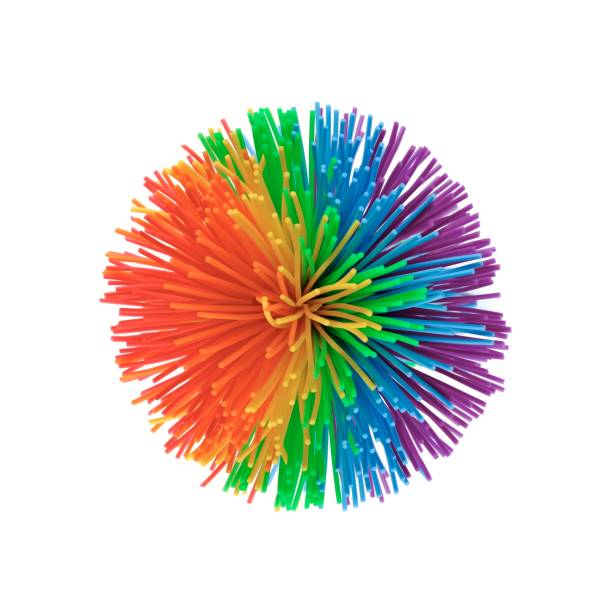 Colorful koosh ball isolated on white background.