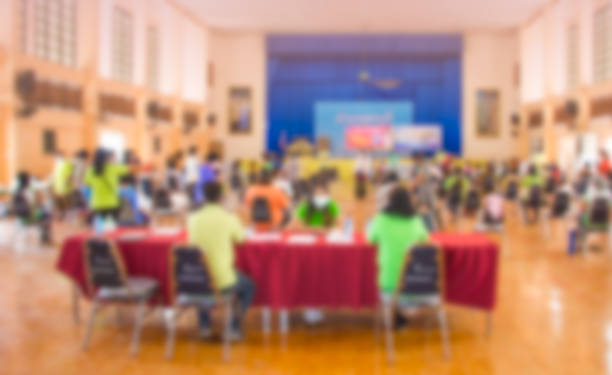 Abstract blur people lecture in seminar room, education or training concept