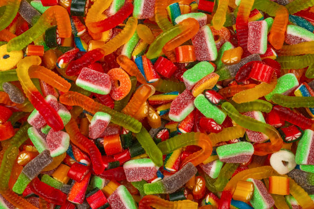 istock Assorted gummy candies. Top view. Jelly  sweets background. 1278729143
