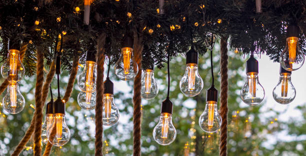 istock There are beautiful New Year's bulbs hanging on the window. Burn beautifully 1278730149