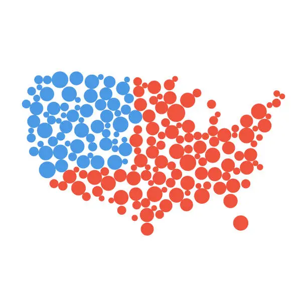 Vector illustration of Map of the United States of America bubbles