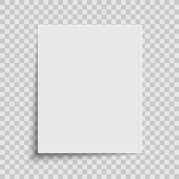 透明な背景に分離された紙の現実的な白いシート。デザインまたはノートの要素。ベクトルの図 - paper document frame shadow点のイラスト素材／クリップアート素材／マンガ素材／アイコン素材