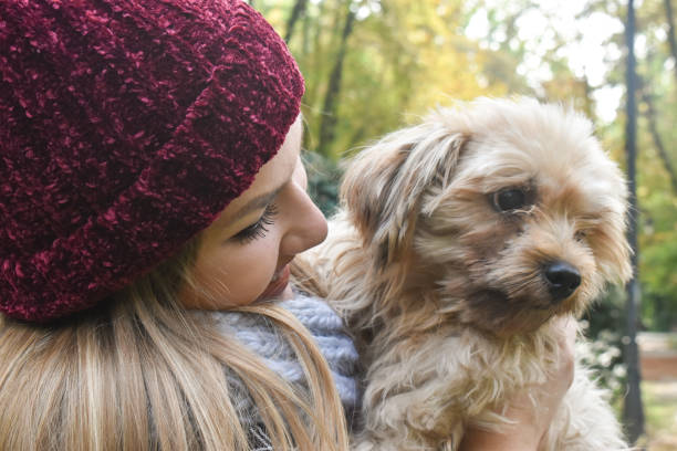 istock Girl outdoors with her dog, autumn 1278735940