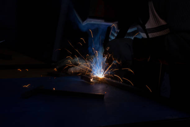 istock Sparks from metal welding. Welder to work. High temperature when working with a welding machine. 1278738600