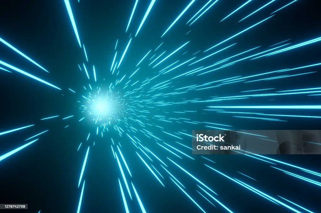 Hyper jump. Abstract neon background. Speed Stock Photo