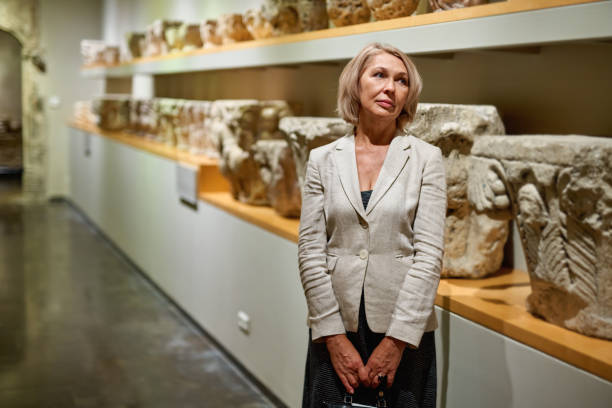 istock Woman exploring medieval expositions in museum 1278746133