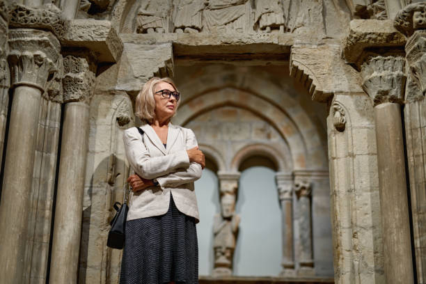 istock Woman exploring medieval expositions in museum 1278747186