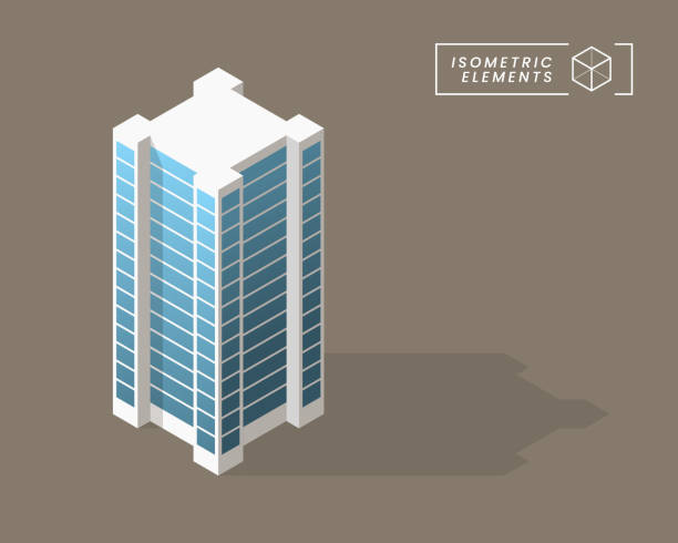 istock Minimalist Isometric High Quality City Building with Shadows on Background . Isolated Vector Elements 1278750584