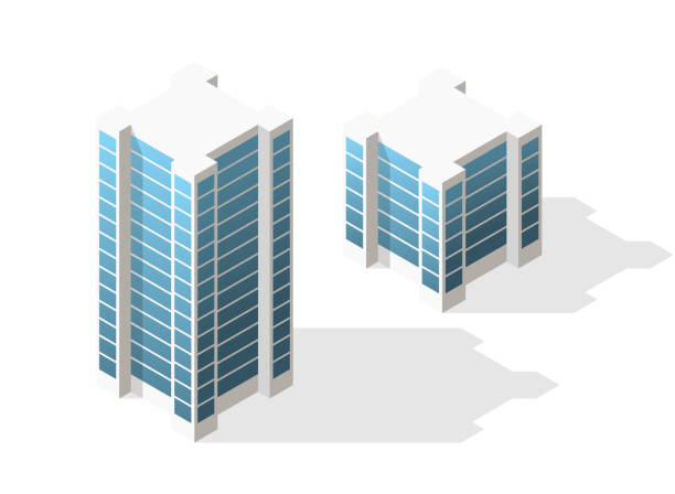 istock Minimalist Isometric High Quality City Building with Shadows on Background . Isolated Vector Elements 1278750591