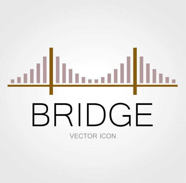 brückensymbol - schrägseilbrücke stock-grafiken, -clipart, -cartoons und -symbole
