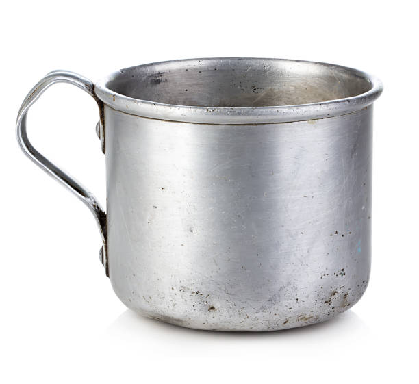 istock Vintage army aluminum cup isolated on white background. 1278753149