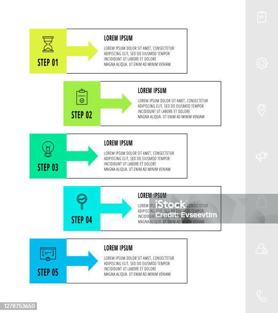 5 Large Rectangles Indesign Vector Infographic Design With 5 Rectangles With Arrows Flat Template ...
