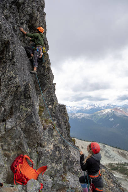 istock Mountaineer climbs up mountain ridge 1278754968