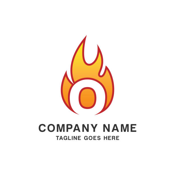 Initial O Letter with Fire Flame Vector Stock Illustration Design Template. Initial O Letter with Fire Flame Vector Stock Logo Illustration Design Template. Vector EPS 10. flaming o symbol stock illustrations