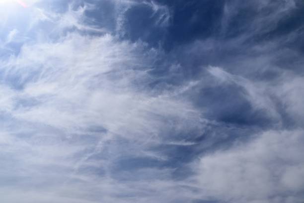 istock Stunning cirrus cloud formation panorama in a deep blue sky 1278757518