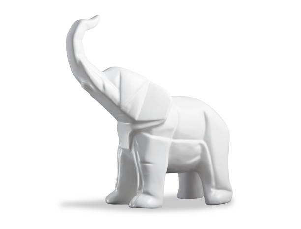 istock Statue of white elephant in geometry style on white background 1278759303