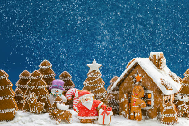 istock Gingerbread house and trees 1278760777