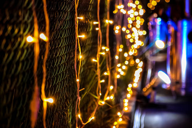 istock Christmas lights and decorations for a party event or gala dinner 1278761125