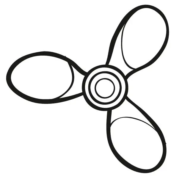 Vector illustration of sketch, propeller, propeller, coloring, isolated object on white background, vector illustration,