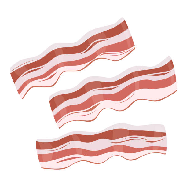 ilustrações de stock, clip art, desenhos animados e ícones de bacon. thin slices of meat with layers of fat. meat for frying. - bacon ilustrações
