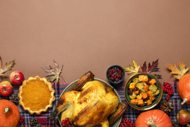 istock Thanksgiving charity dinner invitation template or mock-up with copy space for a greeting text 1278768132