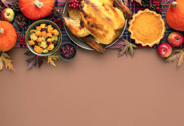 istock Thanksgiving charity dinner invitation template or mock-up with copy space for a greeting text 1278768163