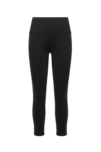 Black women's sport pants on isolated background. Cloth pants design presentation. Front view