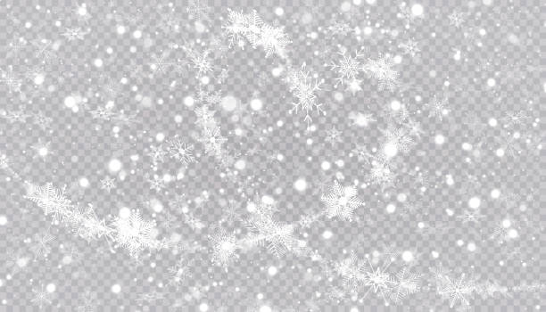 Heart shaped snowflakes in a flat style in continuous drawing lines. Trace of white dust. Magic abstract background isolated on on transparent background. Miracle and magic. Vector illustration flat design. vector art illustration