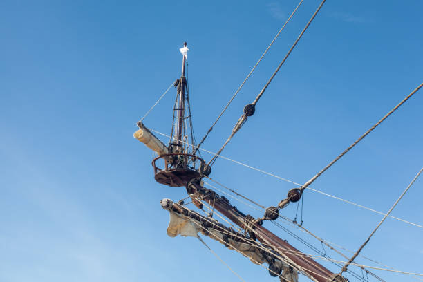 istock Ship mast and rigging on an old galleon navy vessel 1278772243