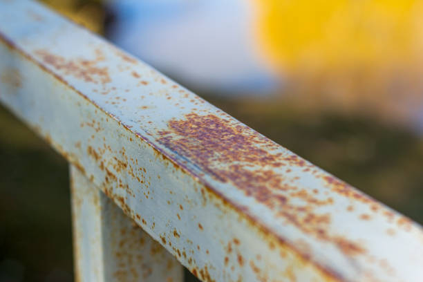 Rust and corrosion on iron railings.Corrosion of metals. Rust on old iron. Rust and corrosion on iron railings.Corrosion of metals. Rust on old iron. rusty fence stock pictures, royalty-free photos & images