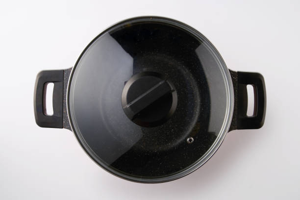Cooking pan with lid  on white background
