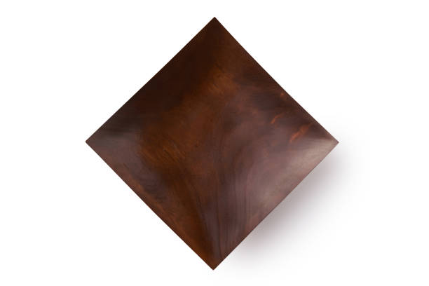 top view of square wooden plate with clipping path