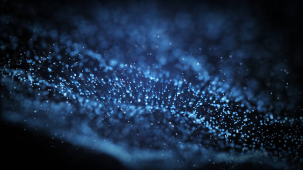 istock Abstract blue glowing particle burning in outer space background. 3D illustration render 1278775812