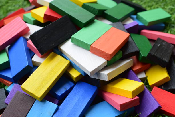 istock Closeup view of multi colour wooden blocks 1278775828