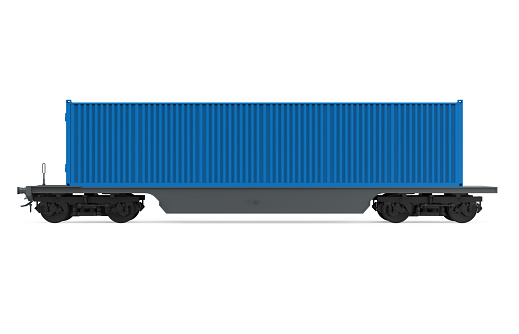 Container Freight Train isolated on white background. 3D render