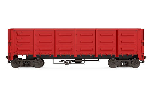 Red Boxcar isolated on white background. 3D render