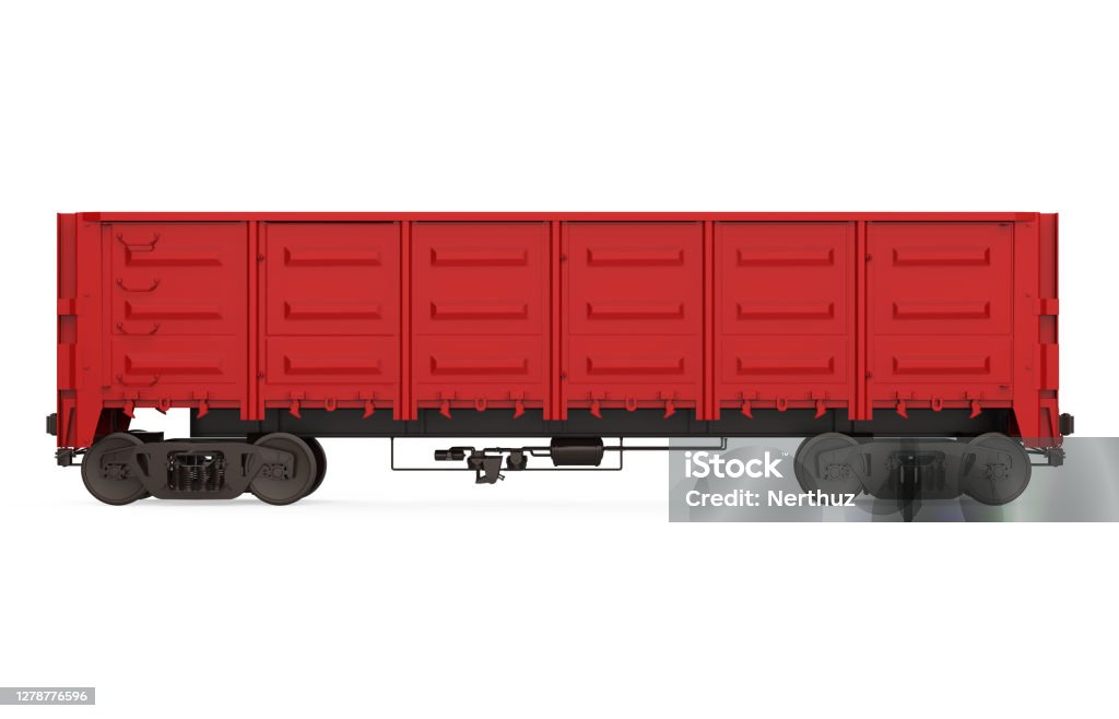 Red Boxcar Isolated Red Boxcar isolated on white background. 3D render Train - Vehicle Stock Photo