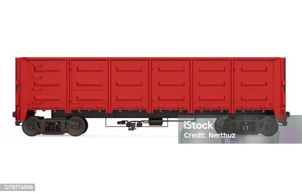 Red Boxcar Isolated Stock Photo - Download Image Now - Train - Vehicle, Cut Out, Side View