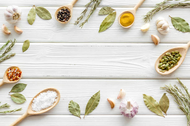 istock Frame of spices herbs and flavoring with space for text 1278776711