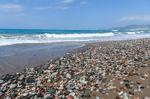 Multi Colored stones on a beach on Rhodes Island