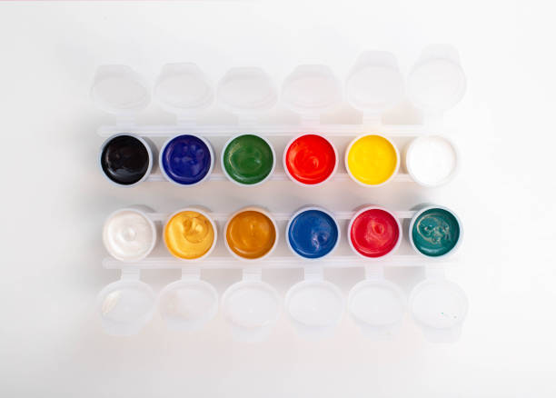 istock Set of multicolored watercolor paints on white background 1278777750