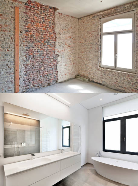 Renovation of a bathroom Before and after