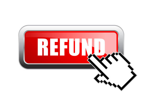 ilustrações de stock, clip art, desenhos animados e ícones de request a refund vector web button - refundable