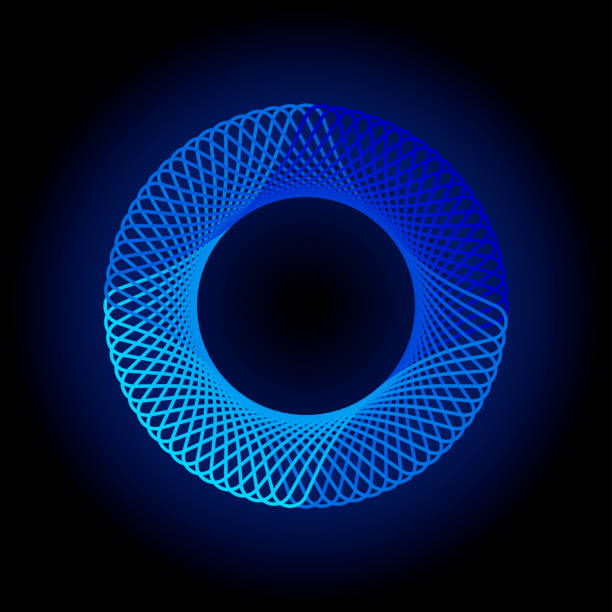 ilustrações de stock, clip art, desenhos animados e ícones de glowing spirograph. circle soundwave. minimal line pattern. ordered waves. cosmic waveform. blue energy abstraction. vector illustration. - hypotrochoid
